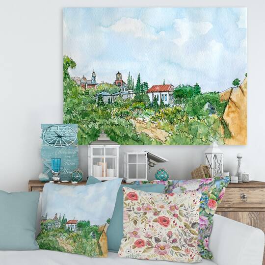 Designart - White House With Red Roof In The Countryside